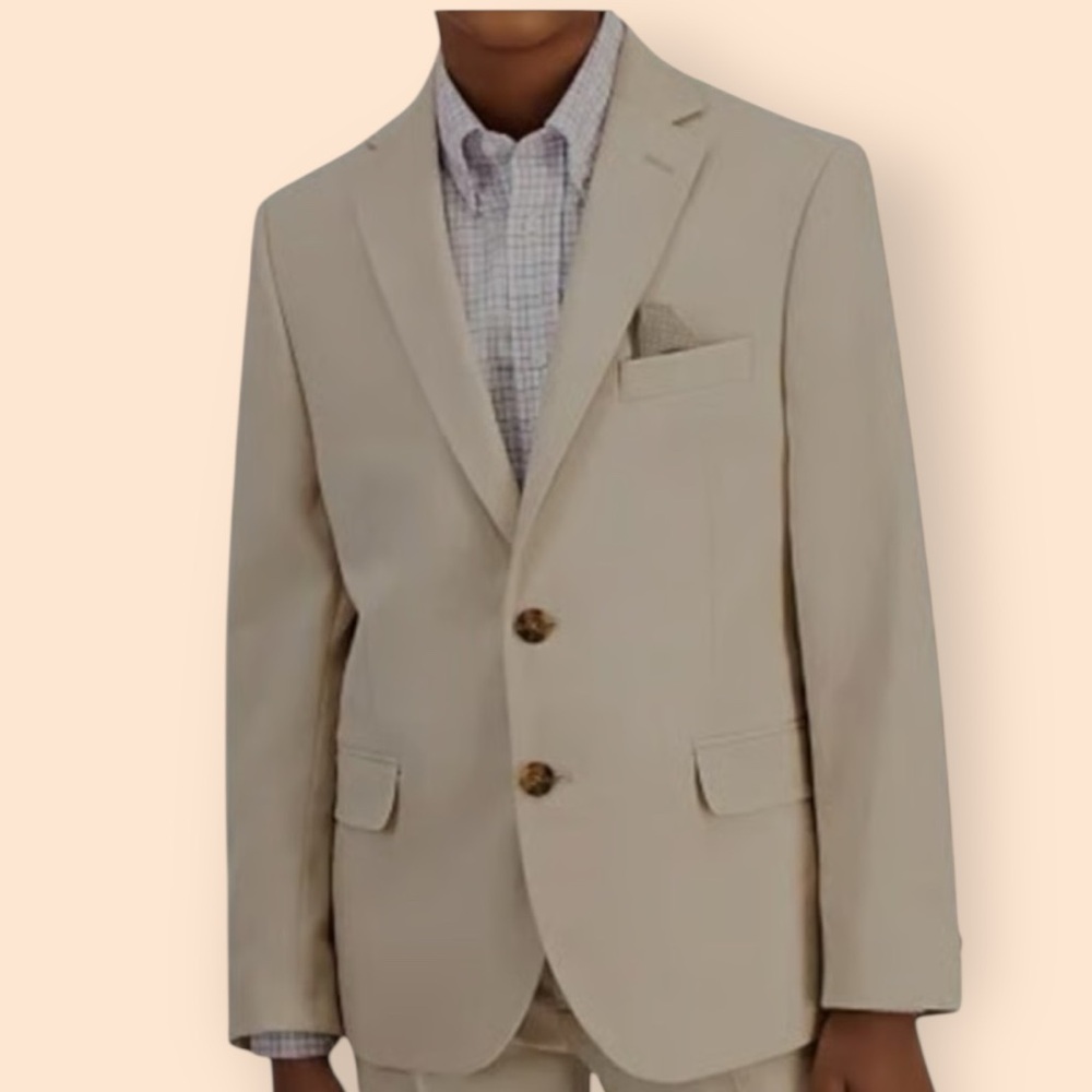 NWT Lauren Ralph Lauren Boys Blazer Suit Jacket in Tan Wedding Special Occasion